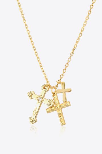 Inlaid Zircon Cross Pendant 925 Sterling Silver Necklace  Necklaces- Doll Fits