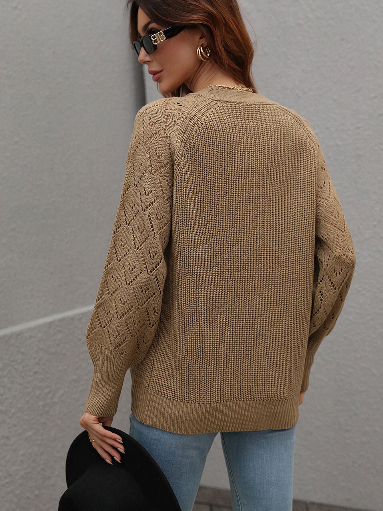 Rib-Knit Plunge Raglan Sleeve Cardigan  Coats & Jackets- Doll Fits