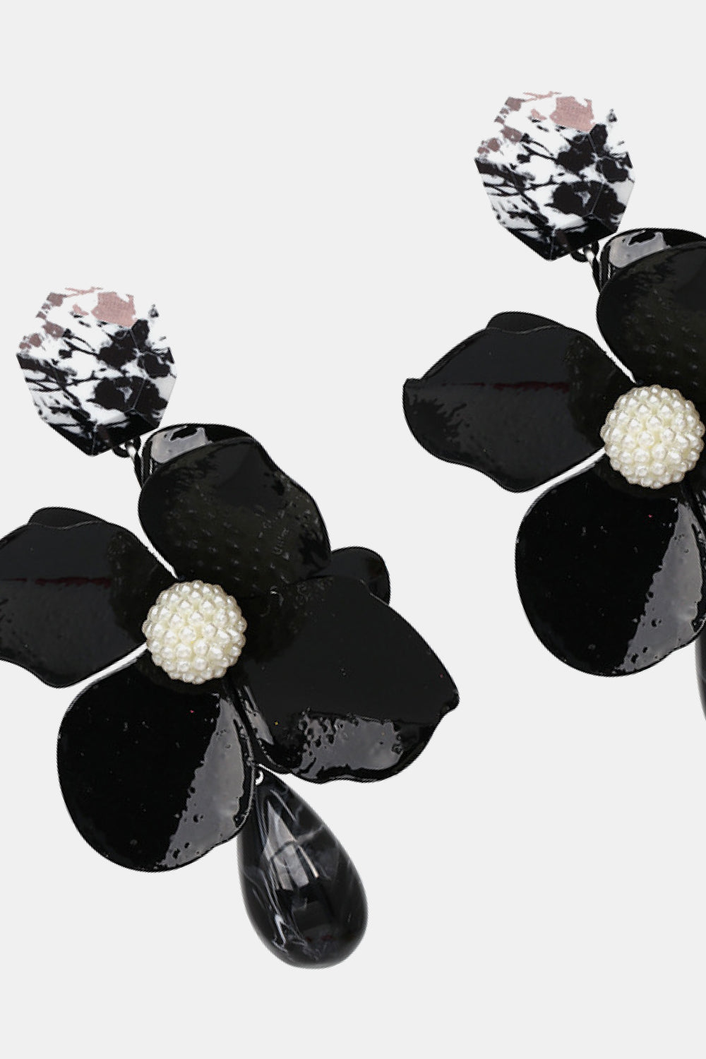 Bloosom Flower and Teardrop Resin Dangle Earrings  Earrings- Doll Fits