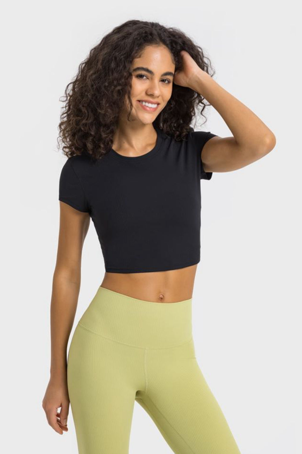 Round Neck Short Sleeve Cropped Sports T-Shirt  Activewear- Doll Fits