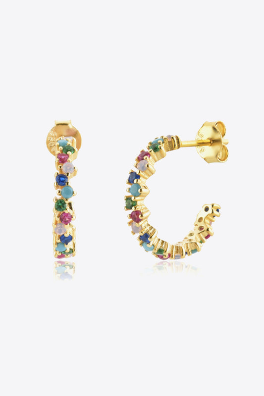 Inlaid Zircon C-Hoop Earrings  Earrings- Doll Fits