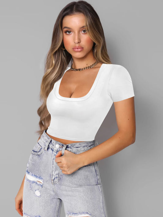 Square Neck Cropped T-Shirt  Shirts & Tops- Doll Fits