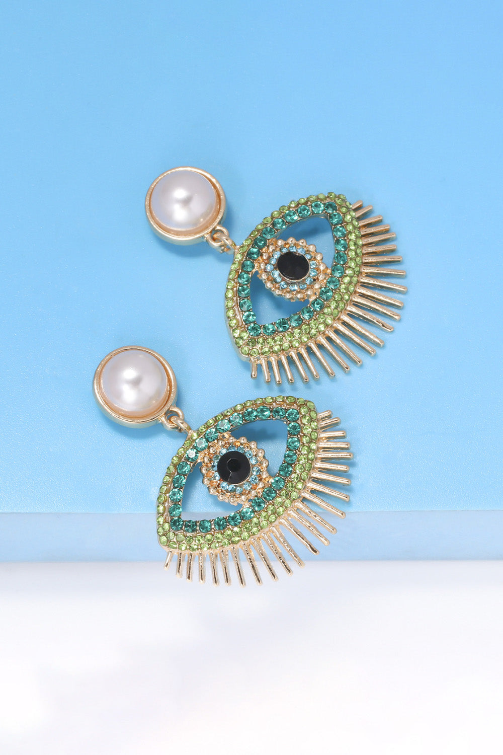 Evil Eye Shape Rhinestone Zinc Alloy Synthetic Dangle Earrings  Earrings- Doll Fits