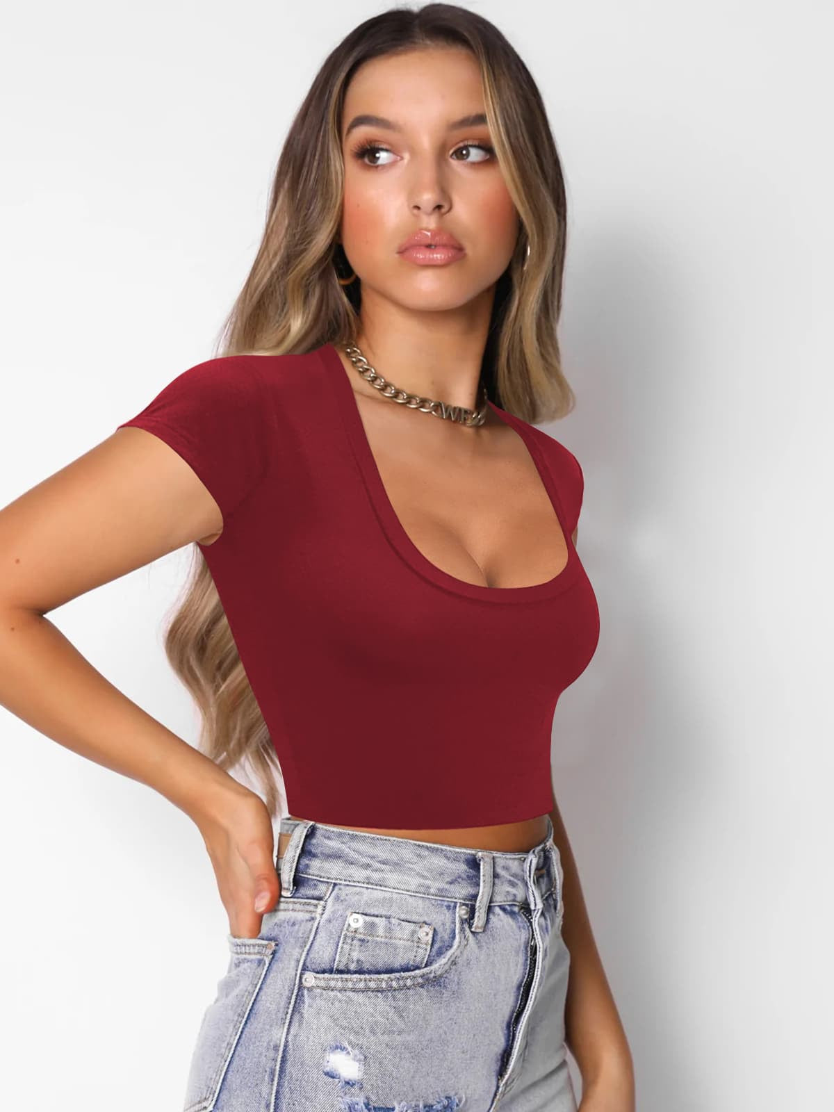 Square Neck Cropped T-Shirt  Shirts & Tops- Doll Fits