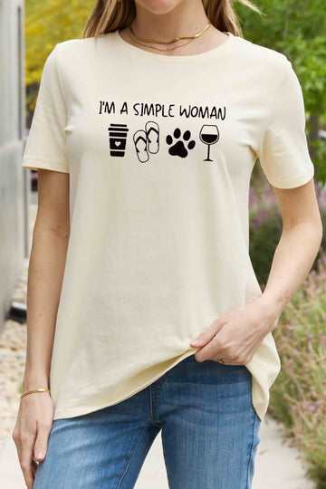 Simply Love Full Size I'M A  SIMPLE WOMAN Graphic Cotton Tee  Shirts & Tops- Doll Fits
