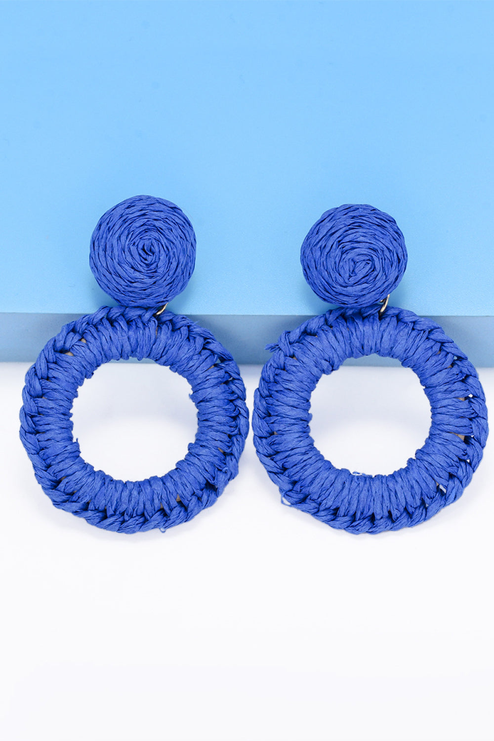 Round Shape Raffia Grass Dangle Earrings  Earrings- Doll Fits