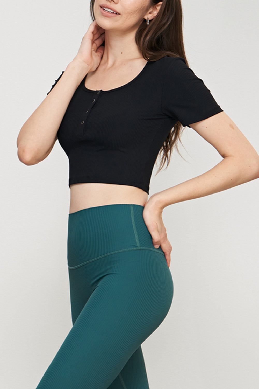 Round Neck Short Sleeve Cropped Sports Top  - Doll Fits