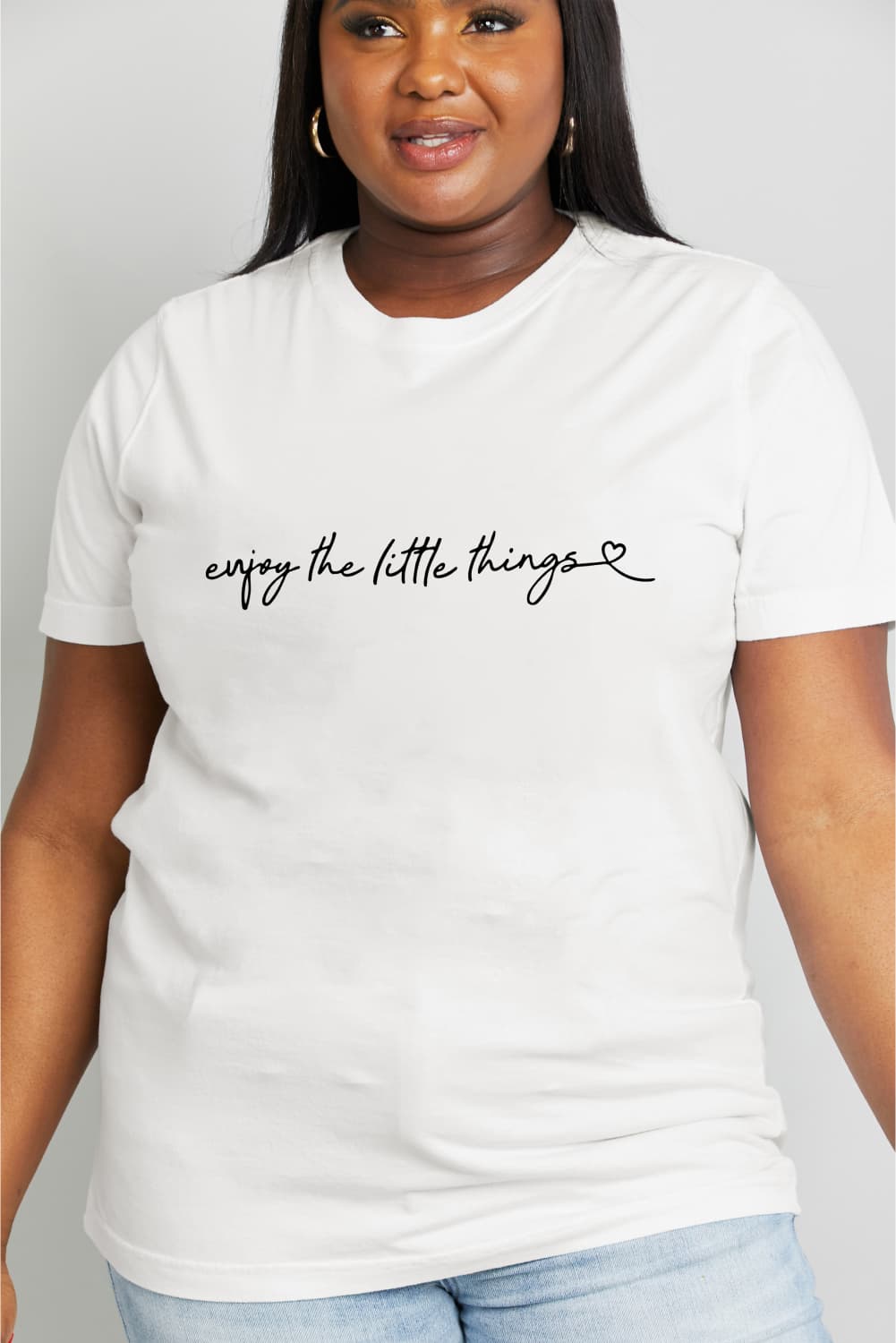 Simply Love Full Size ENJOY THE LITTLE THINGS Graphic Cotton Tee  Shirts & Tops- Doll Fits