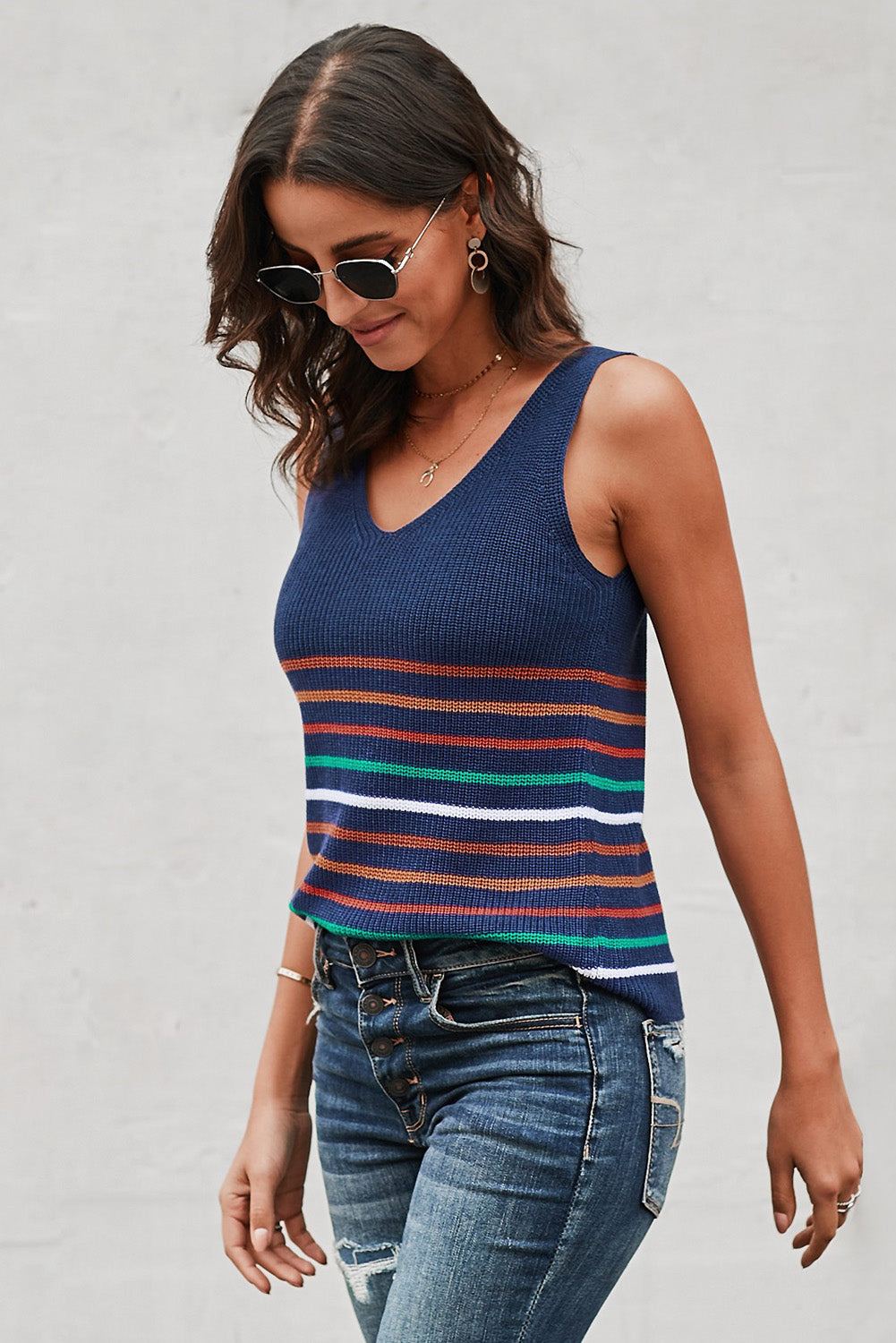 Amari Multicolor Stripes Knit Tank Top  Clothing- Doll Fits