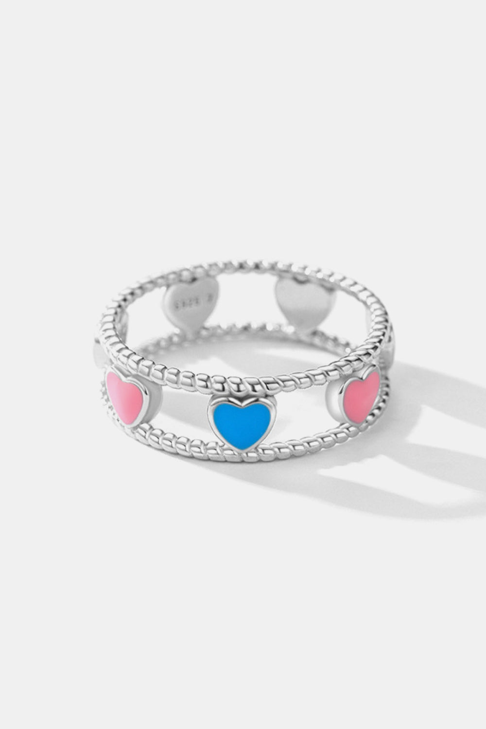 925 Sterling Silver Cutout Heart Shape Ring  - Doll Fits