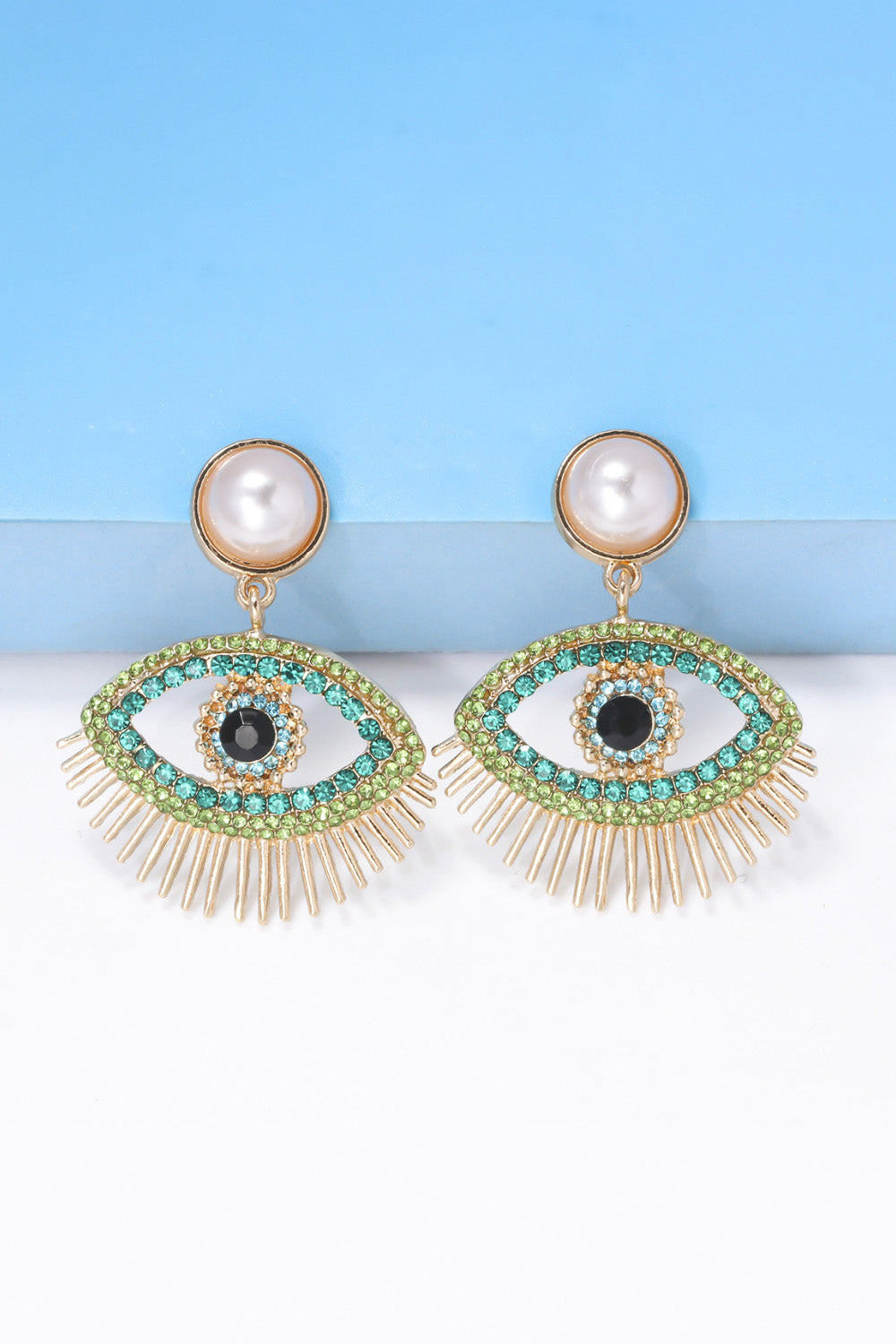 Evil Eye Shape Rhinestone Zinc Alloy Synthetic Dangle Earrings  Earrings- Doll Fits