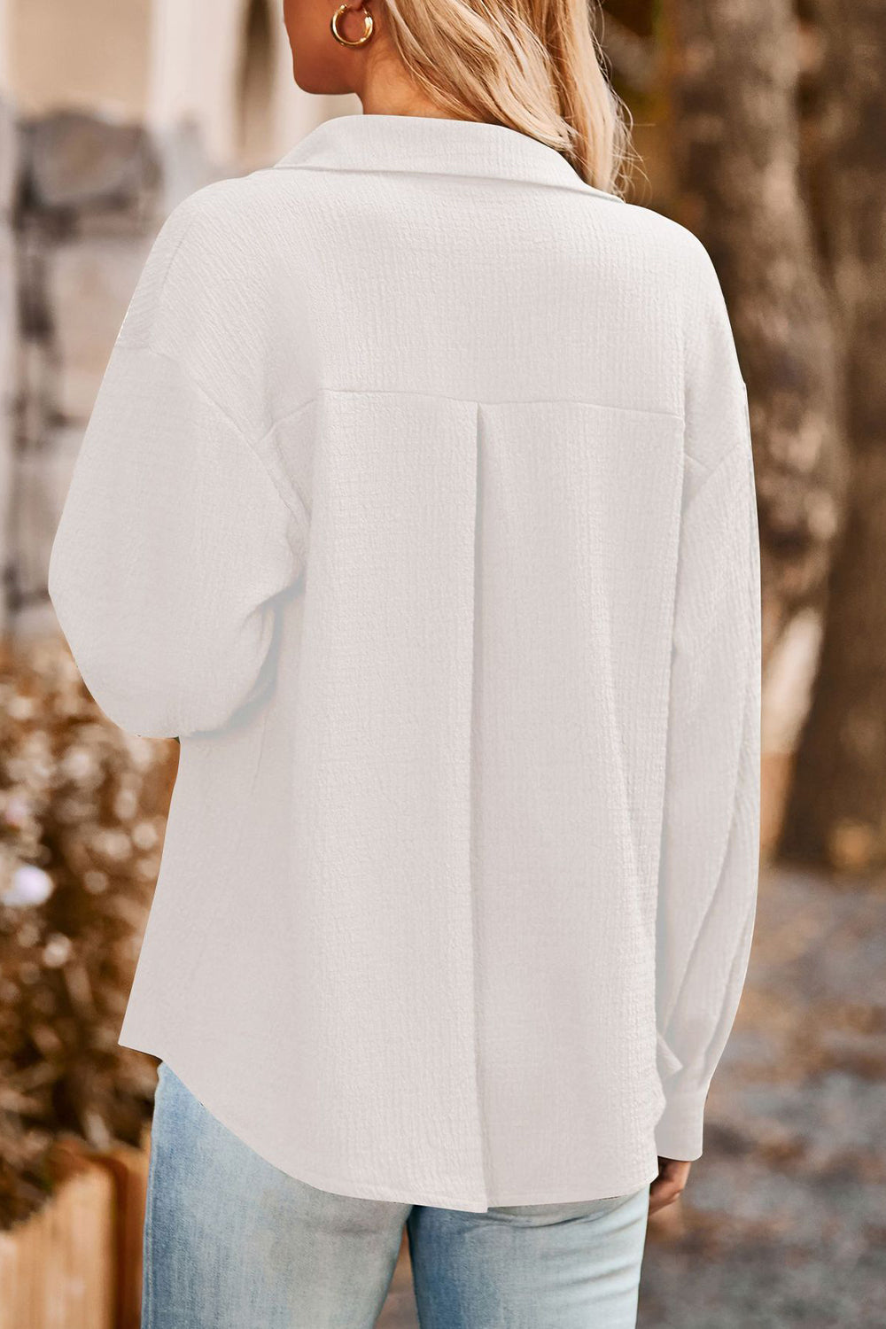 Twisted Collared Neck Long Sleeve Shirt  - Doll Fits