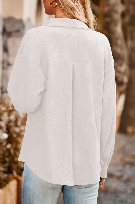 Twisted Collared Neck Long Sleeve Shirt  - Doll Fits