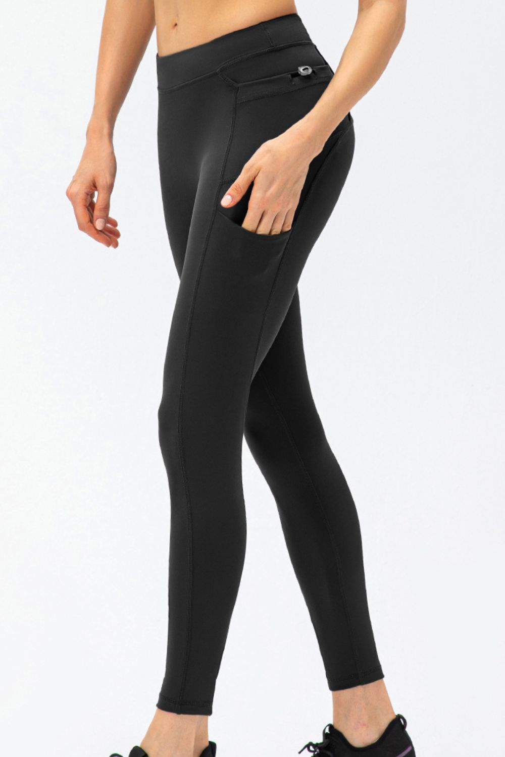Full Size Slim Fit High Waist Long Sports Pants with Pockets  - Doll Fits