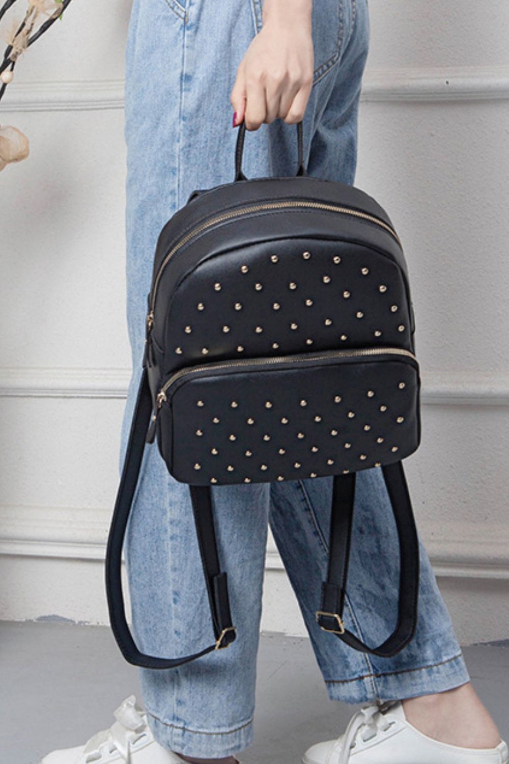 Studded PU Leather Backpack  Handbags- Doll Fits