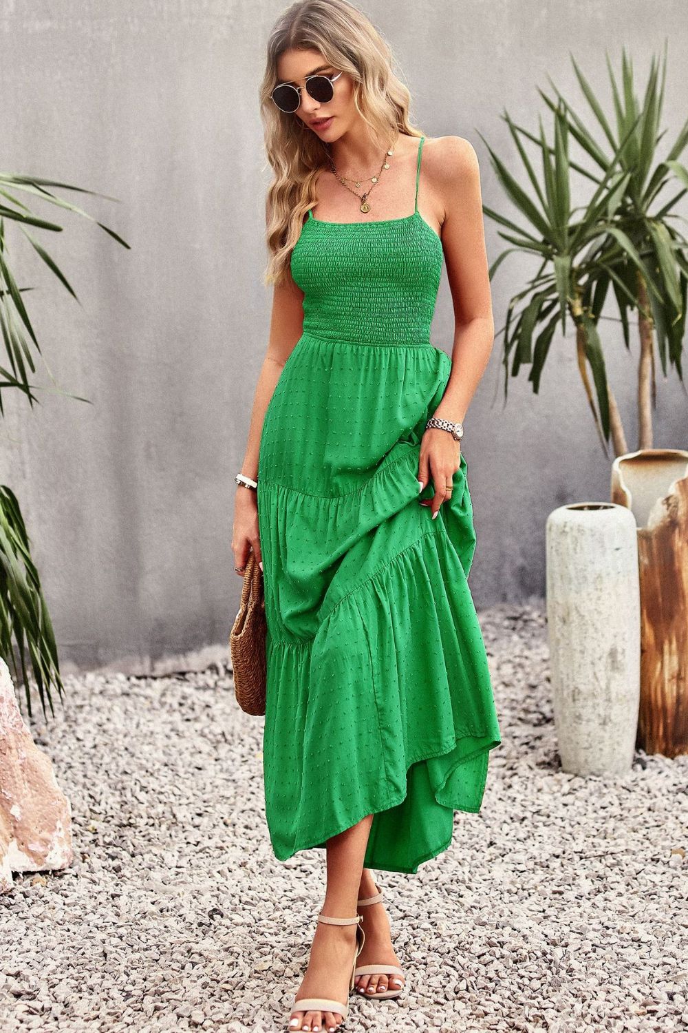 Smocked Lace-Up Tiered Dress  Dresses- Doll Fits