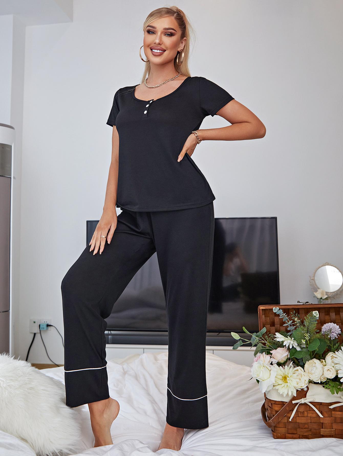 Scoop Neck Top and Elastic Waist Pants Lounge Set  Sleepwear & Loungewear- Doll Fits