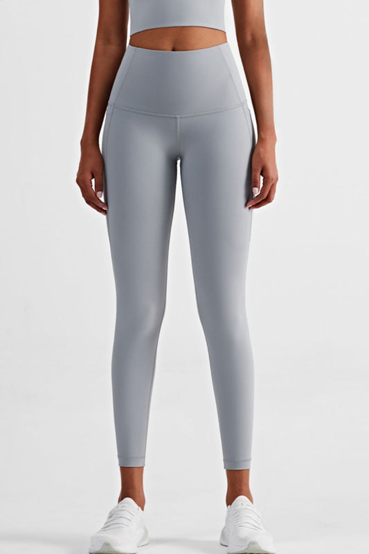 Wide Waistband Sports Leggings with Side Pockets  - Doll Fits