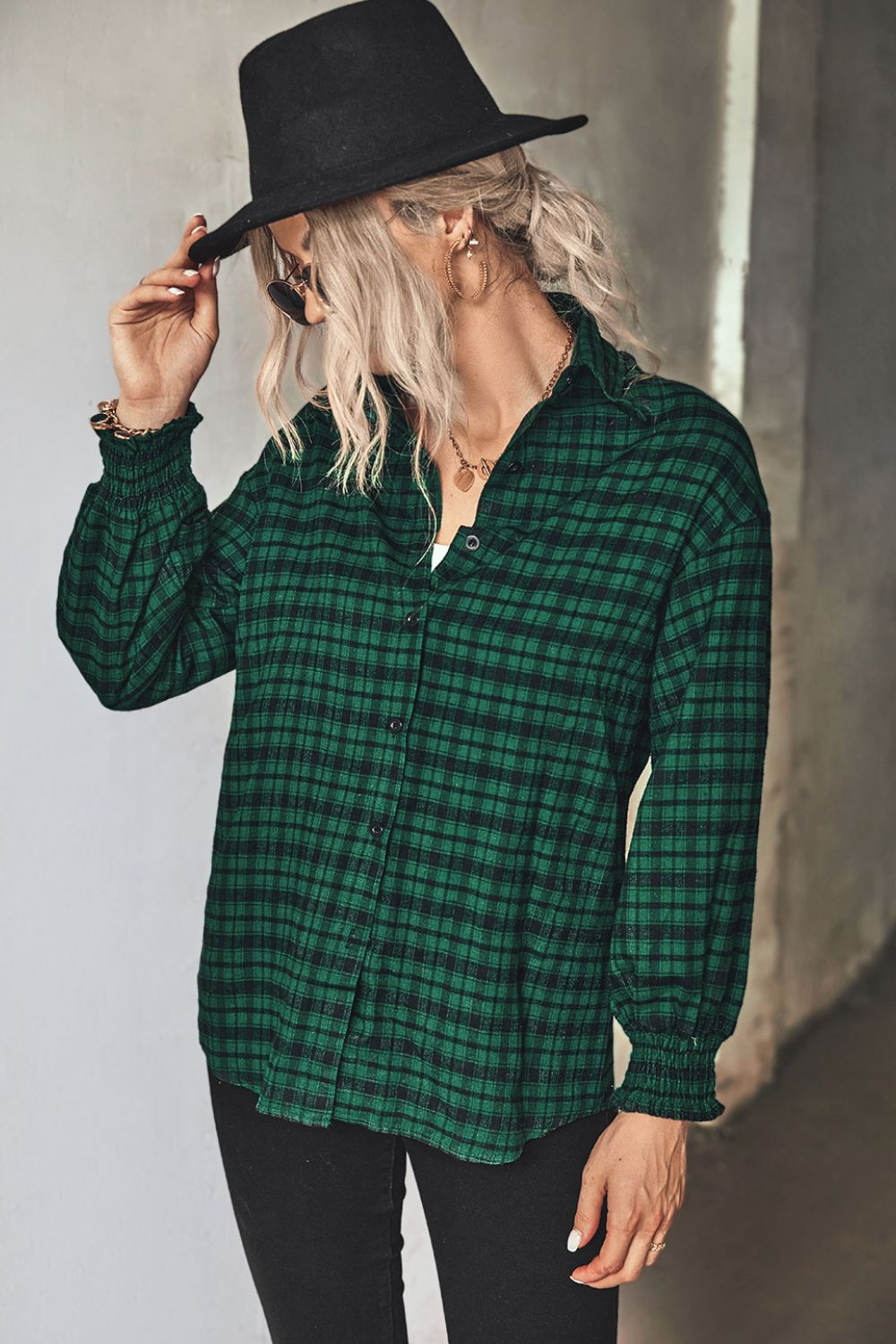 Plaid Button Front Dropped Shoulder Shirt  Shirts & Tops- Doll Fits