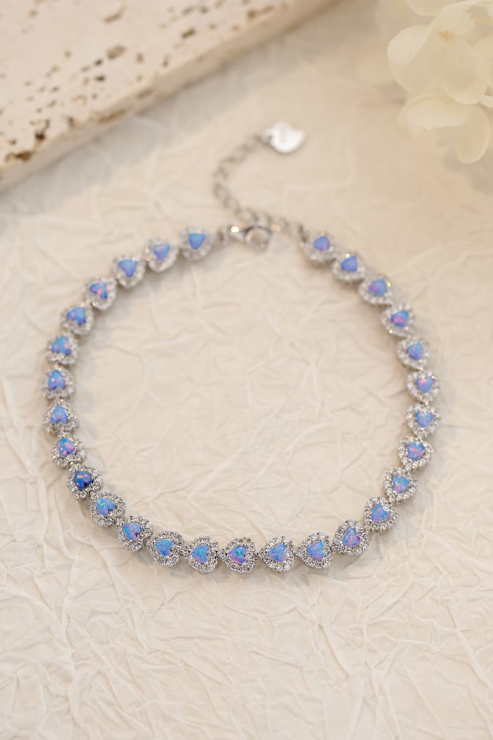 925 Sterling Silver Opal Heart Bracelet  Bracelets- Doll Fits