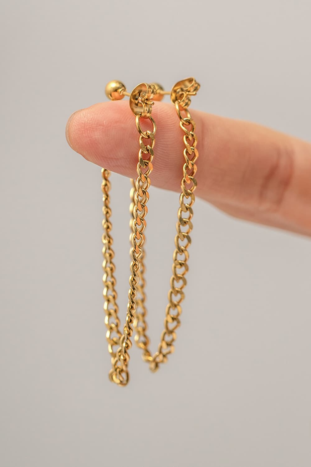 Stainless Steel Chain Earrings  Earrings- Doll Fits