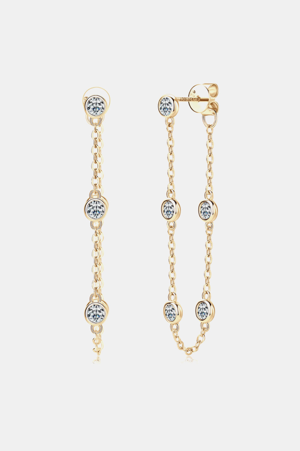 1 Carat Moissanite 925 Sterling Silver Chain Earrings  Earrings- Doll Fits
