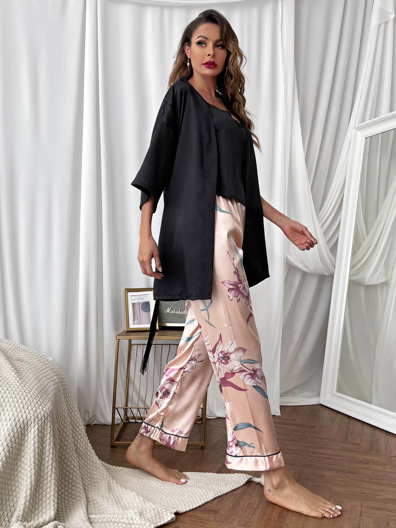 Cami, Robe, and Printed Pants Pajama Set  Sleepwear & Loungewear- Doll Fits