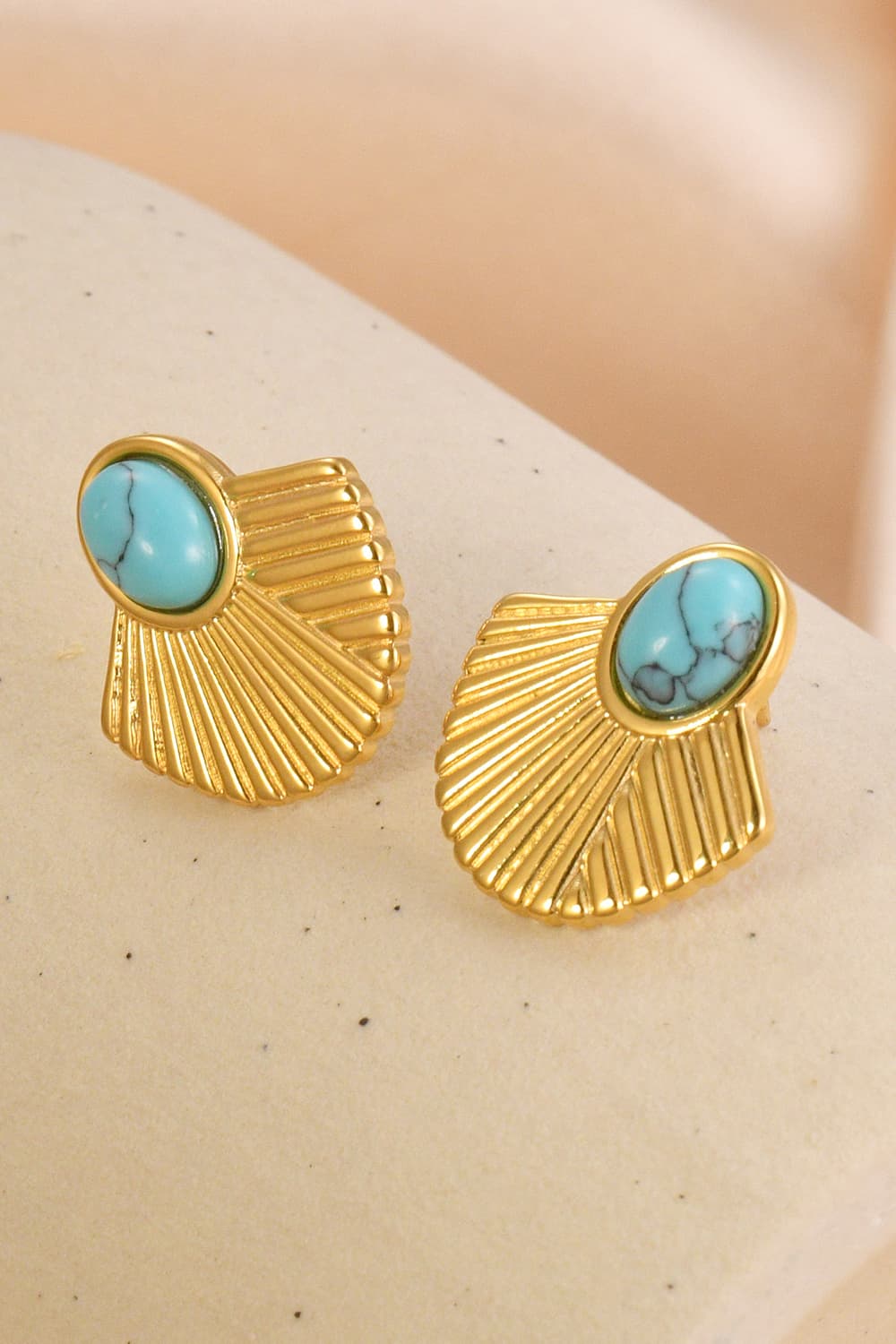 Turquoise 18K Gold Plated Stud Earrings  Earrings- Doll Fits