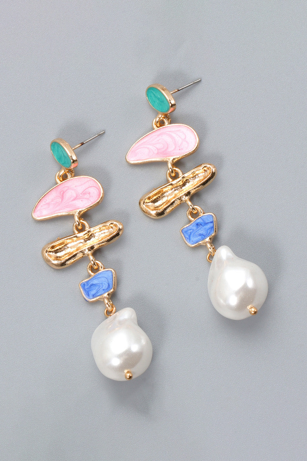 Abnormal Shape Zinc Alloy Synthetic Pearl Dangle Earrings  Earrings- Doll Fits