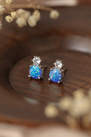 4-Prong Opal Stud Earrings  Earrings- Doll Fits