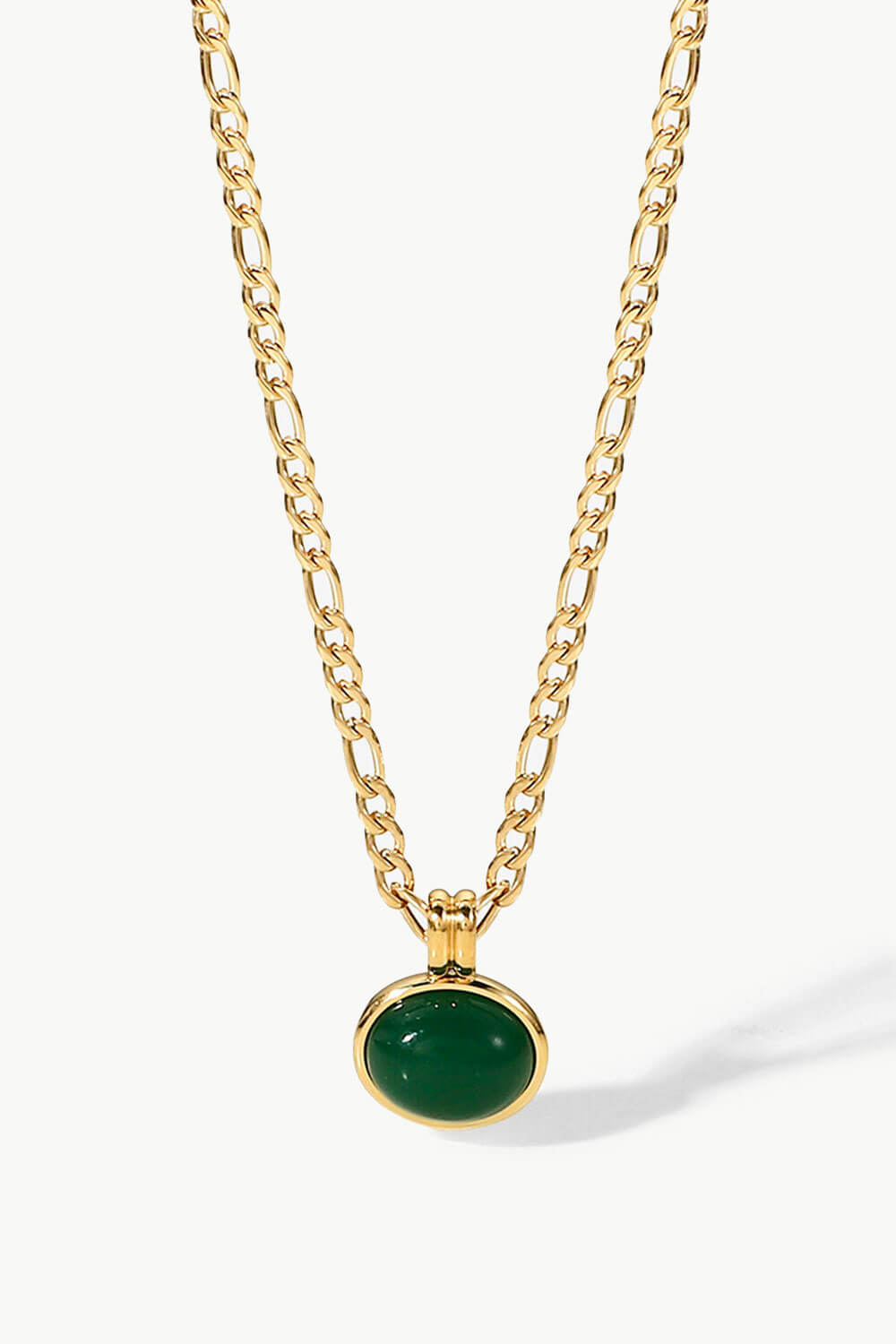 Inlaid Stone Round Pendant Chain Necklace  Necklaces- Doll Fits