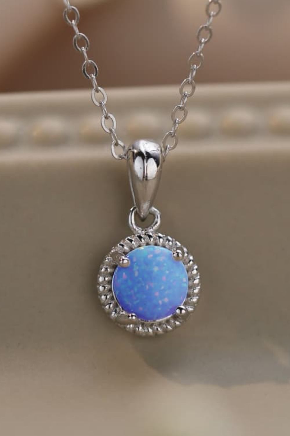 Opal Round Pendant Chain Necklace  Necklaces- Doll Fits