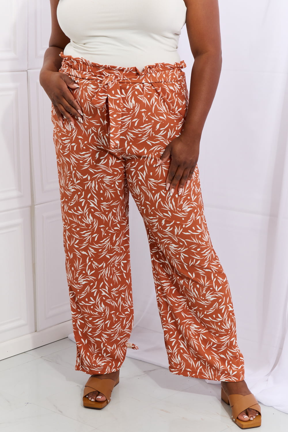 Heimish Right Angle Full Size Geometric Printed Pants in Red Orange  - Doll Fits