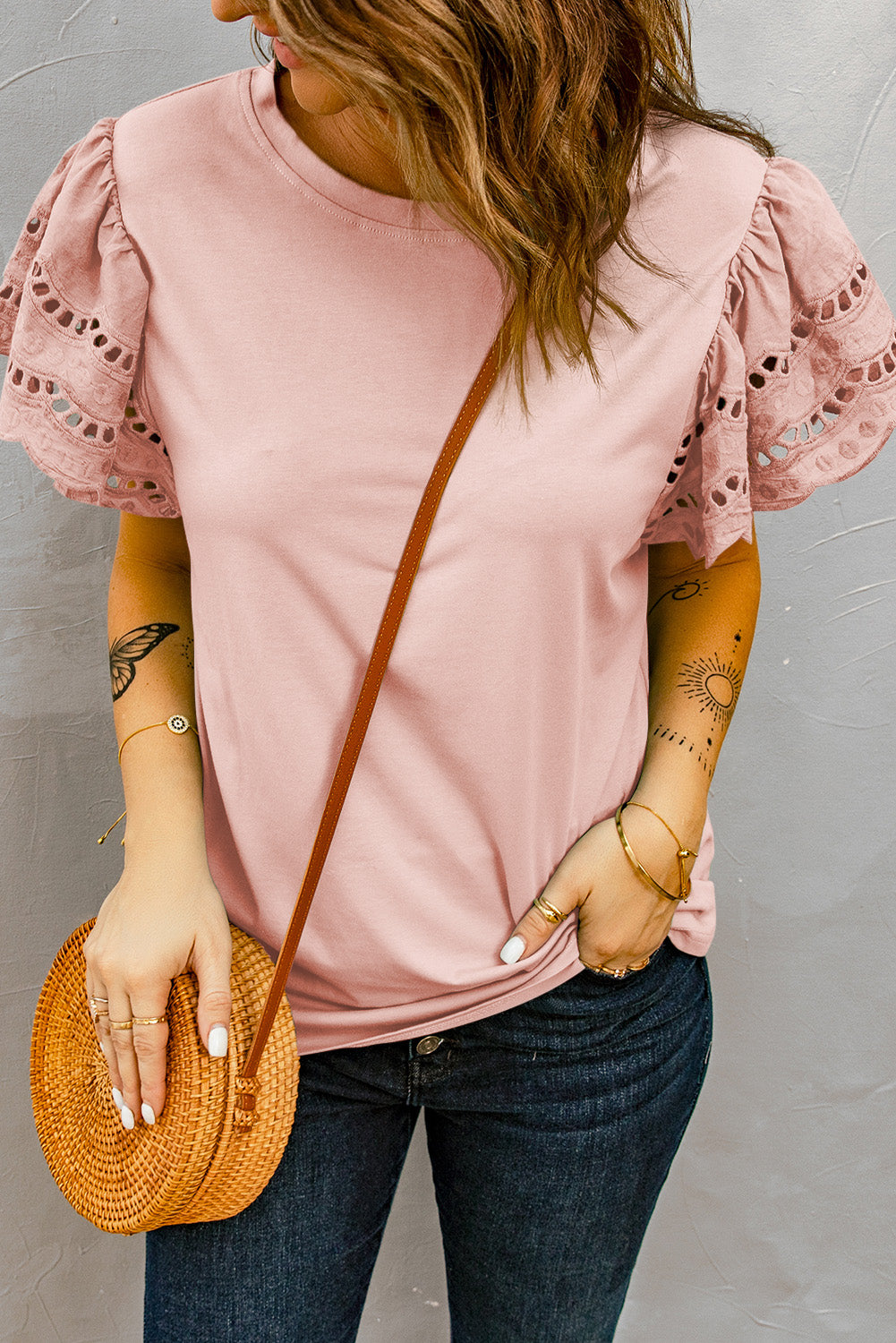 Round Neck Flutter Sleeve Top  Shirts & Tops- Doll Fits