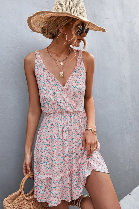 Floral Frill Trim Sleeveless Mini Dress  Dresses- Doll Fits