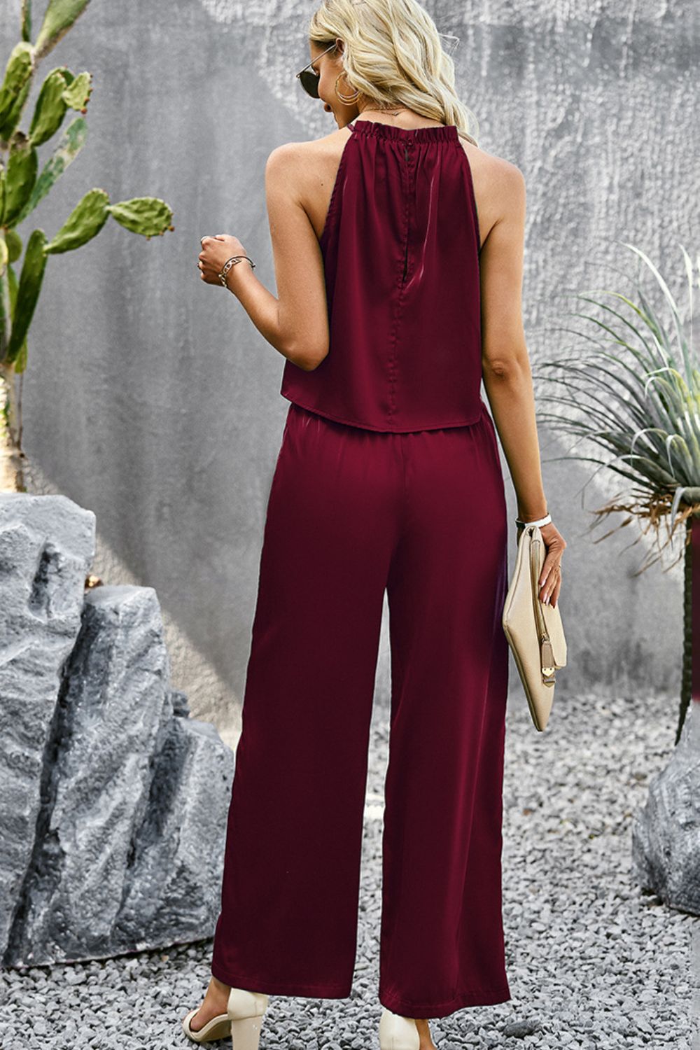 Grecian Neck Sleeveless Pocketed Top and Pants Set  Outfit Sets- Doll Fits