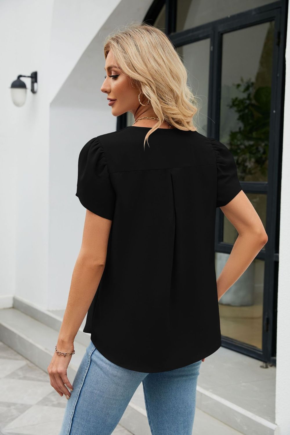 Petal Sleeve V-Neck Top  Shirts & Tops- Doll Fits