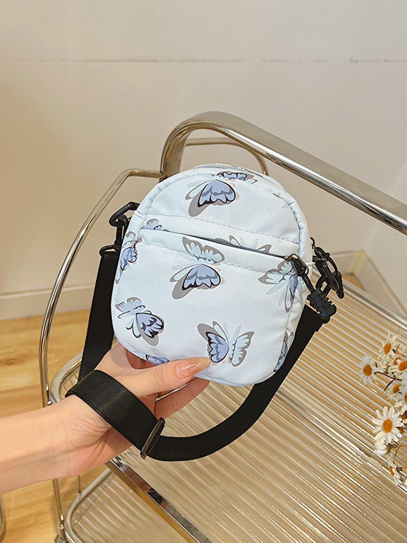 Butterfly Print Polyester Shoulder Bag  Handbags- Doll Fits