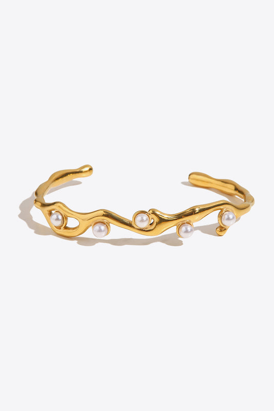 Inlaid Synthetic Pearl Open Bracelet  Bracelets- Doll Fits