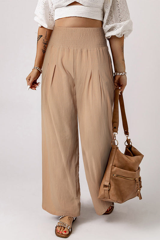 Smocked High Waist Wide Leg Pants  Pants- Doll Fits