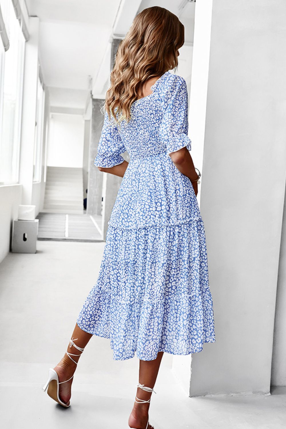 Ditsy Floral Off-Shoulder Smocked Midi Dress  Dresses- Doll Fits