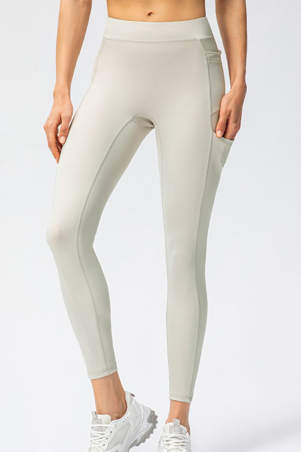 Full Size Slim Fit High Waist Long Sports Pants with Pockets  - Doll Fits