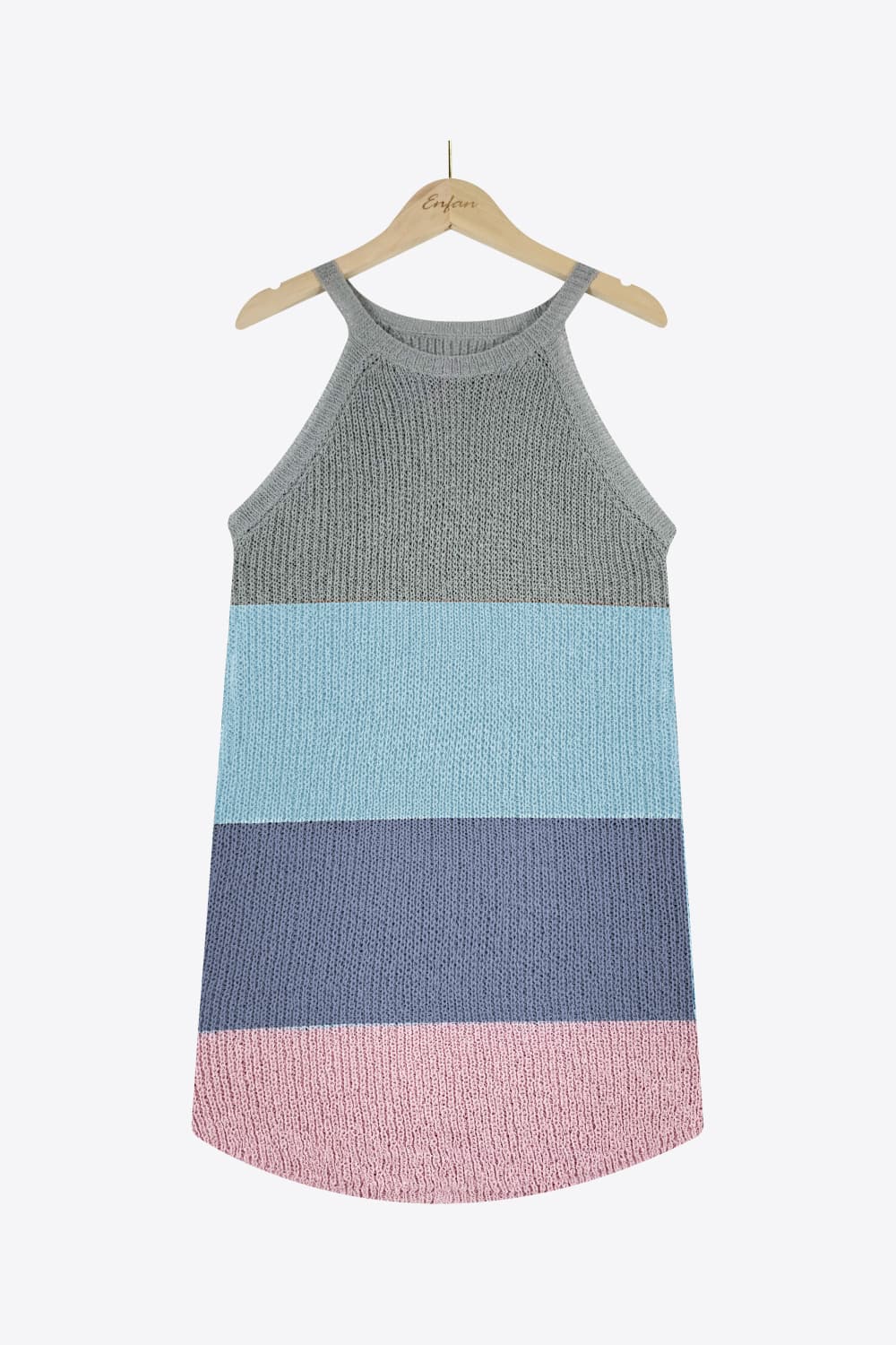 Color Block Round Neck Sleeveless Knit Top  Shirts & Tops- Doll Fits