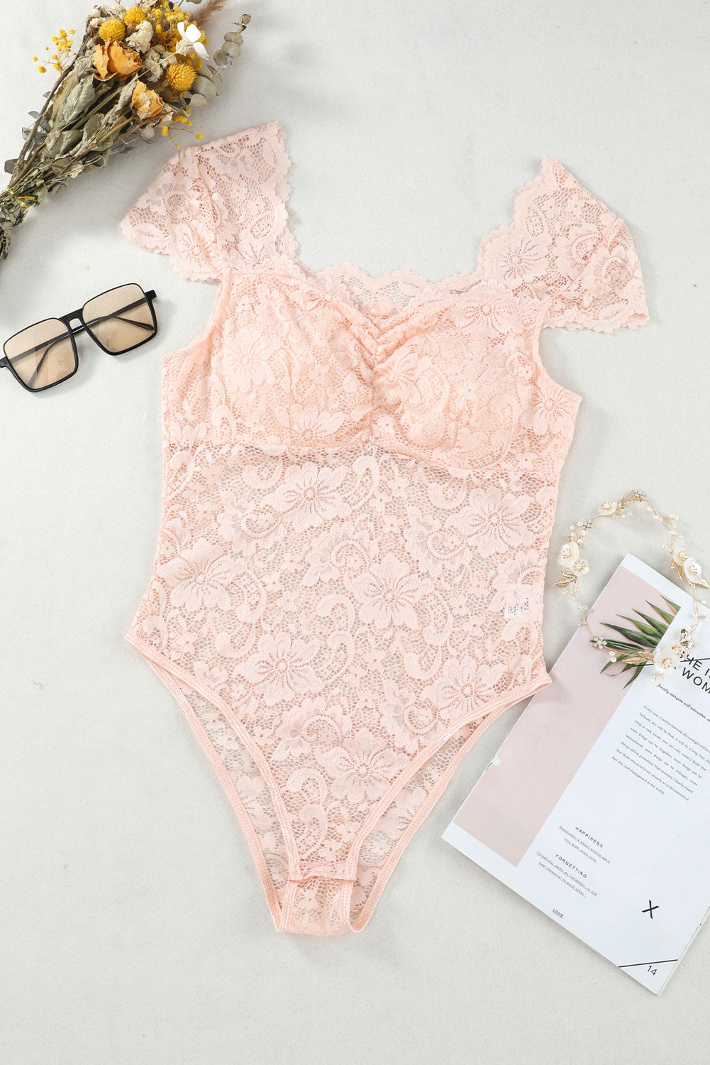 Ruched Sweetheart Neck Lace Bodysuit  Shirts & Tops- Doll Fits