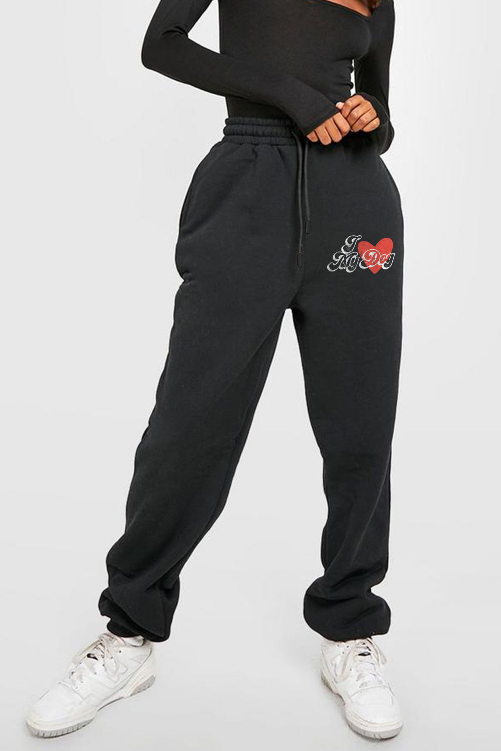Simply Love Simply Love Full Size I LOVE MY DOG Graphic Joggers  - Doll Fits