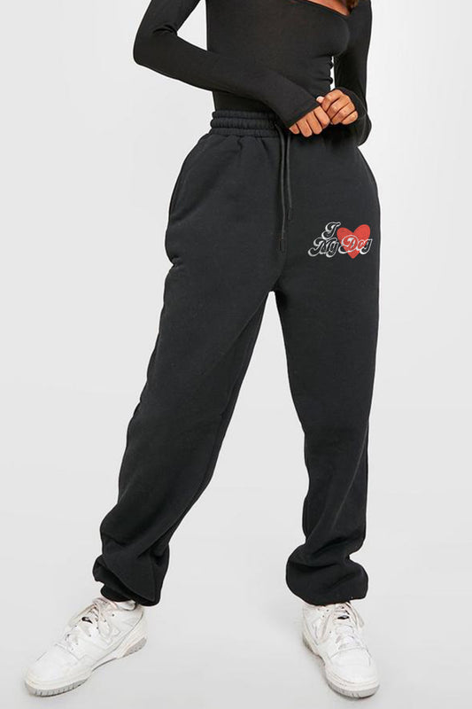 Simply Love Simply Love Full Size I LOVE MY DOG Graphic Joggers  - Doll Fits