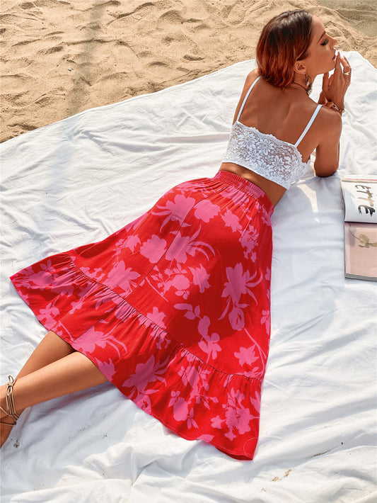 Printed Elastic Waist Skirt  Skirts- Doll Fits