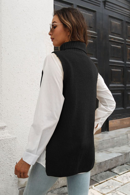 Ribbed Mock Neck Sleeveless Sweater Vest  - Doll Fits