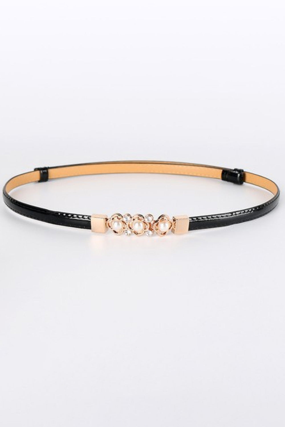Rhinestone Flower Adjustable PU Leather Belt  Belts- Doll Fits