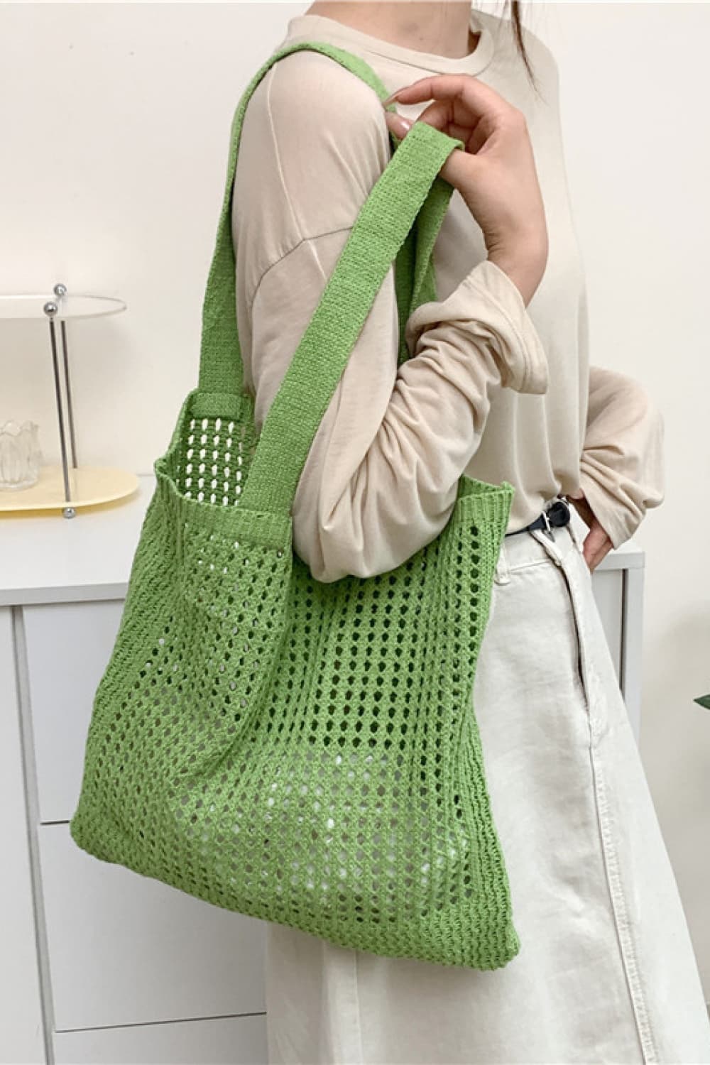 Openwork Tote Bag  Handbags- Doll Fits